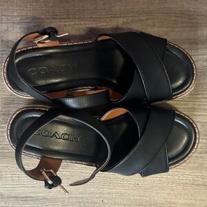 Coach Black Espadrille Wedge Sandals Chic